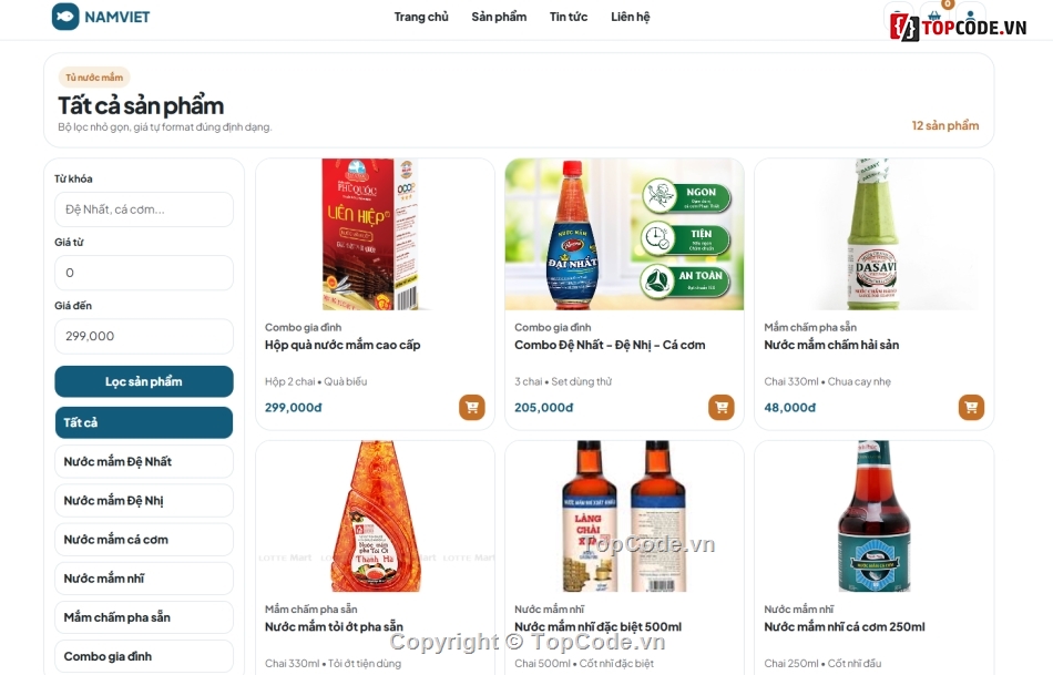 website,web bán nước mắm,website bán nước mắm
